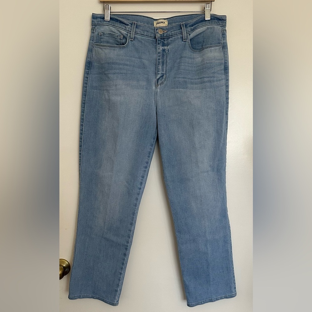 Women’s L’Agence Light Wash Blue Straight Leg Jeans Stretch High Rise Size 32 - Picture 3 of 9